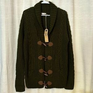 Nevada Sears Woman long sleeve knit green button down cozy Sweater Size LG ~ NWT